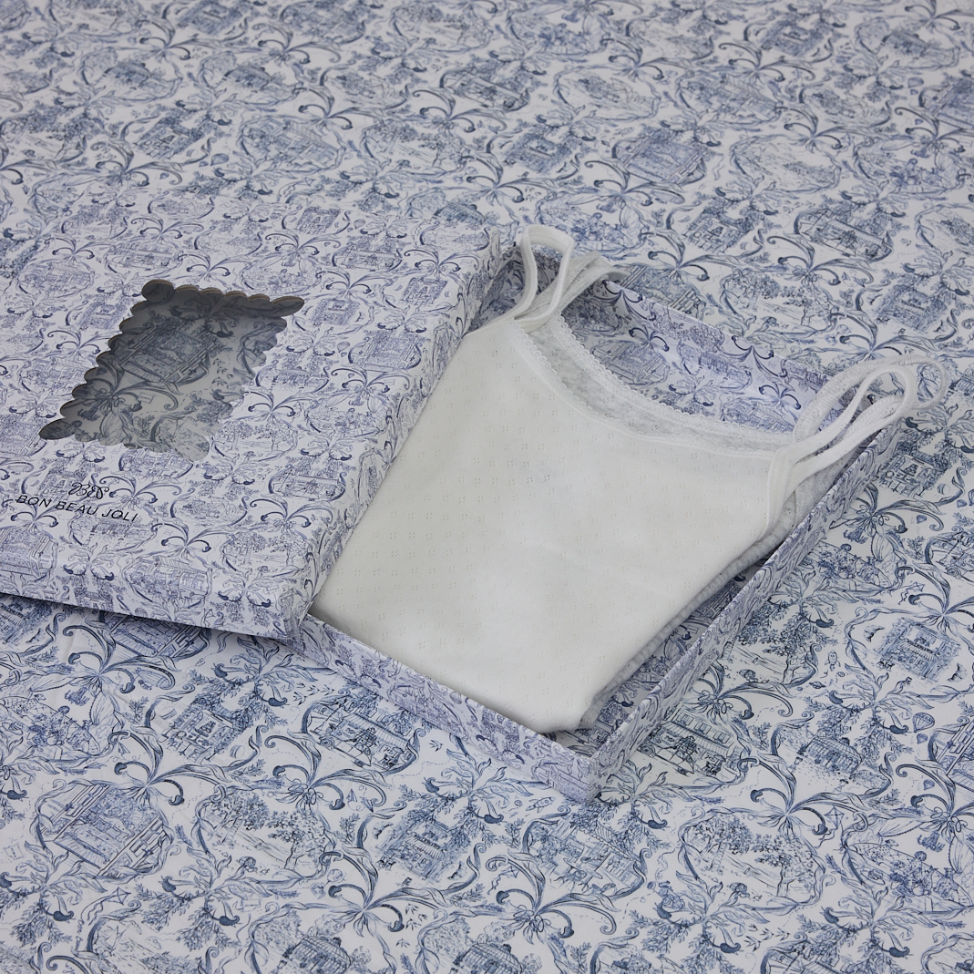 Singlet Charlotte - White & Grey Ajour